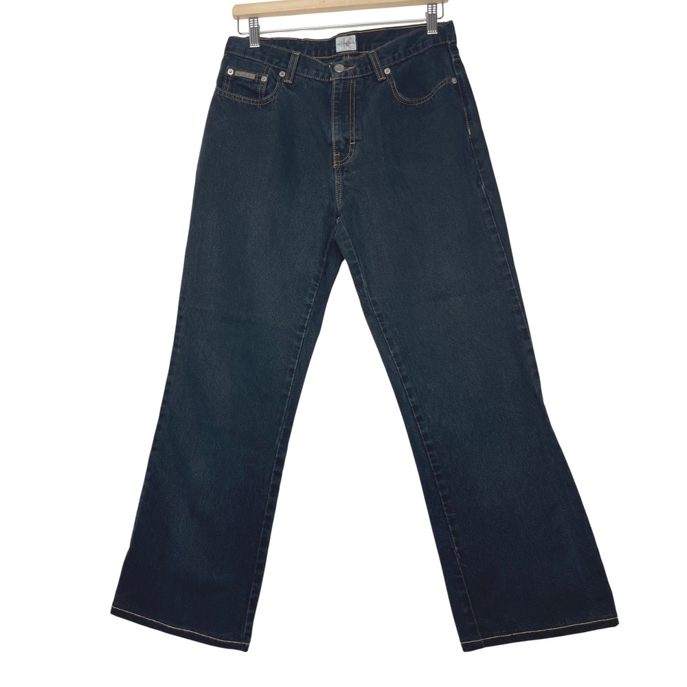 Calvin Klein Jeans Women's Dark Wash High Rise Bootcut Denim Jeans Retro Style